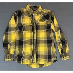 Tony Hawk Flannel Plaid Shirt Mens Yellow Plaid 100%‎ Cotton Button Up Size S
